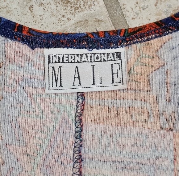 International Male Large Red Black Aztec Print Vintage Rare 90s Beach Step-Ins - Picture 3 of 5